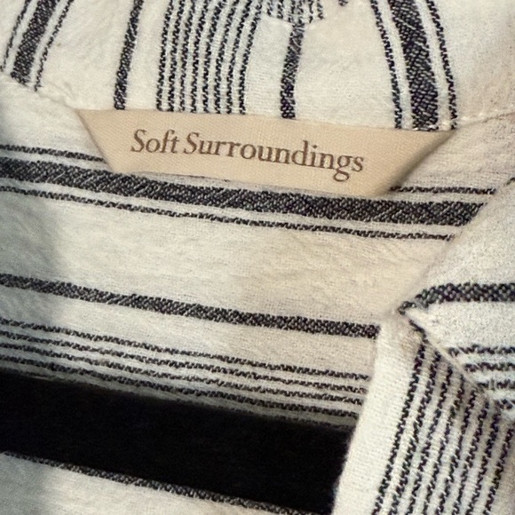 Soft Surroundings NWOT 100% Cotton Tunic Stripe V-Neck Pocket Blouse - Picture 7 of 9